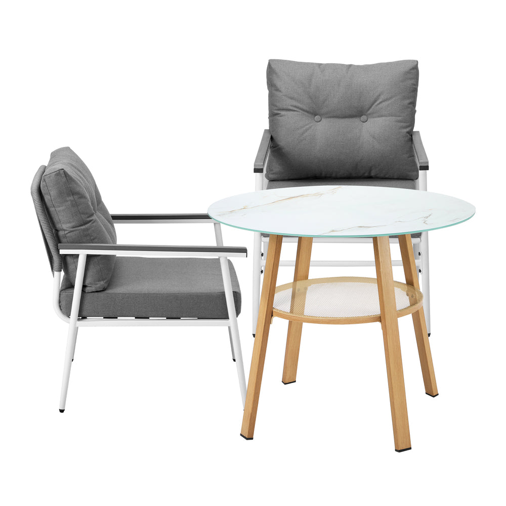 Livsip Outdoor 3PCS Dining Set Table with Storage Shelf