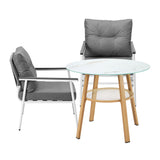 Livsip Outdoor 3PCS Dining Set Table with Storage Shelf - 45-Degree Angle