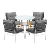 Livsip Outdoor 5PCS Dining Set Table with Storage Shelf