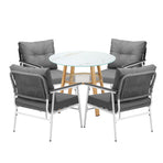 Livsip Outdoor 5PCS Dining Set Table with Storage Shelf
