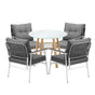 Livsip Outdoor 5PCS Dining Set Table with Storage Shelf