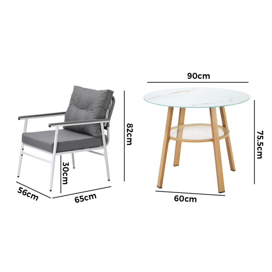 Livsip Outdoor 5PCS Dining Set Table with Storage Shelf