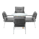 Livsip Outdoor 5PCS Dining Set Table with Storage Shelf