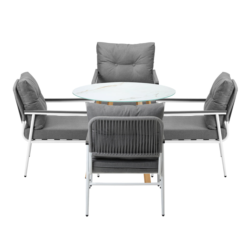 Livsip Outdoor 5PCS Dining Set Table with Storage Shelf