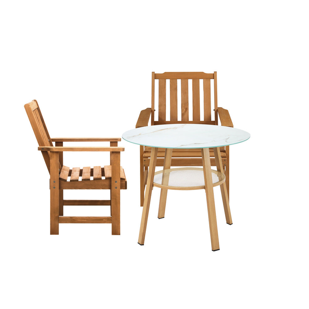 Livsip 3PC Outdoor Dining Set Solid Wood Chair and Table