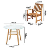 Livsip 5PC Outdoor Dining Set Solid Wood Chair and Table - Side View