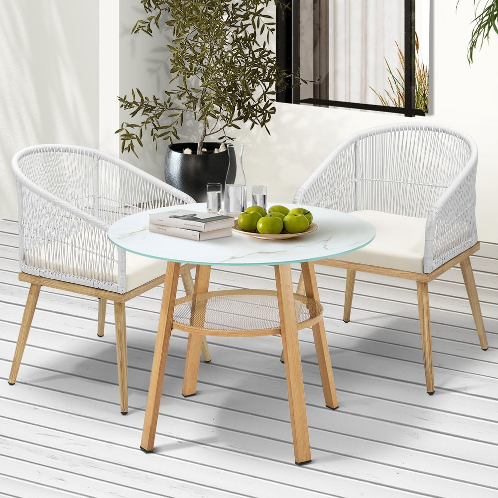 Livsip 3 Piece Outdoor Dining Set Table Lounge Chairs