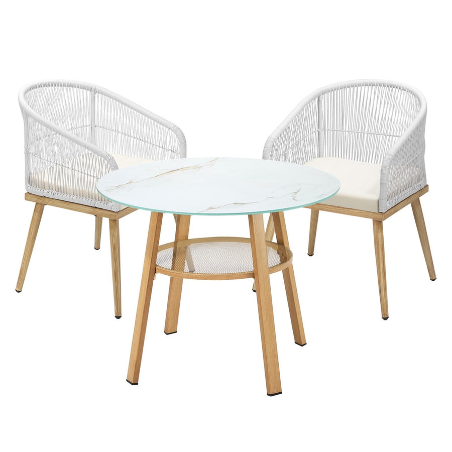 Livsip 3 Piece Outdoor Dining Set Table Lounge Chairs