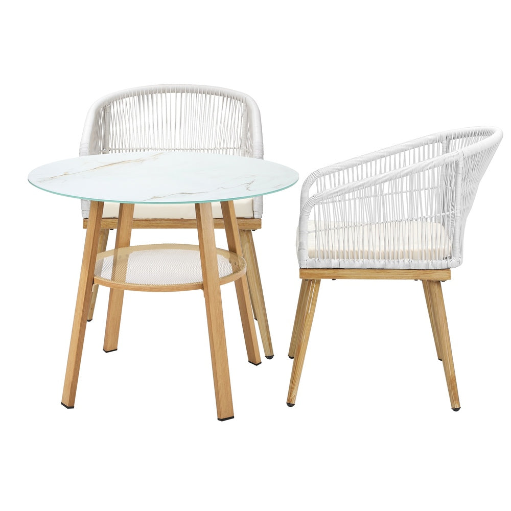Livsip 3 Piece Outdoor Dining Set Table Lounge Chairs