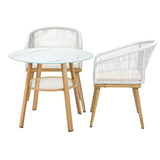Livsip 3 Piece Outdoor Dining Set Table Lounge Chairs - 45-Degree Angle