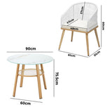 Livsip 3 Piece Outdoor Dining Set Table Lounge Chairs
