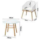 Livsip 3 Piece Outdoor Dining Set Table Lounge Chairs - Top-Down View