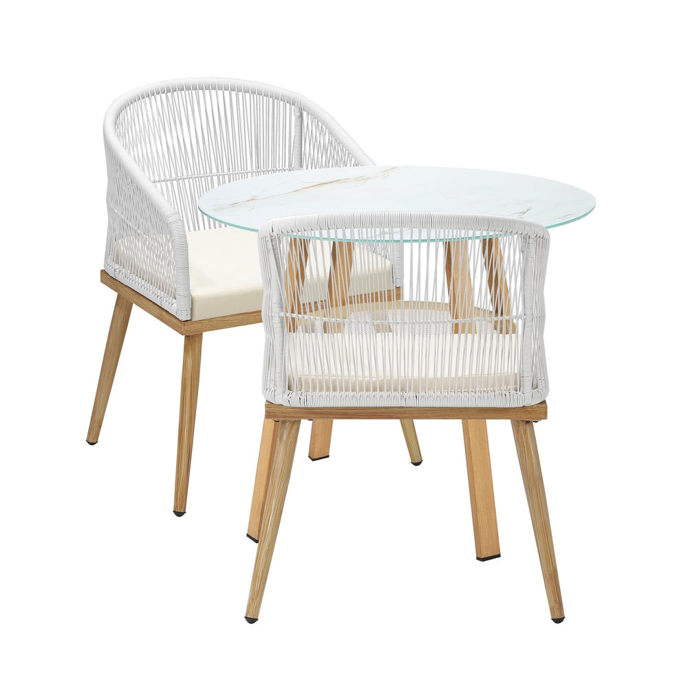 Livsip 3 Piece Outdoor Dining Set Table Lounge Chairs