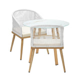 Livsip 3 Piece Outdoor Dining Set Table Lounge Chairs - Front View