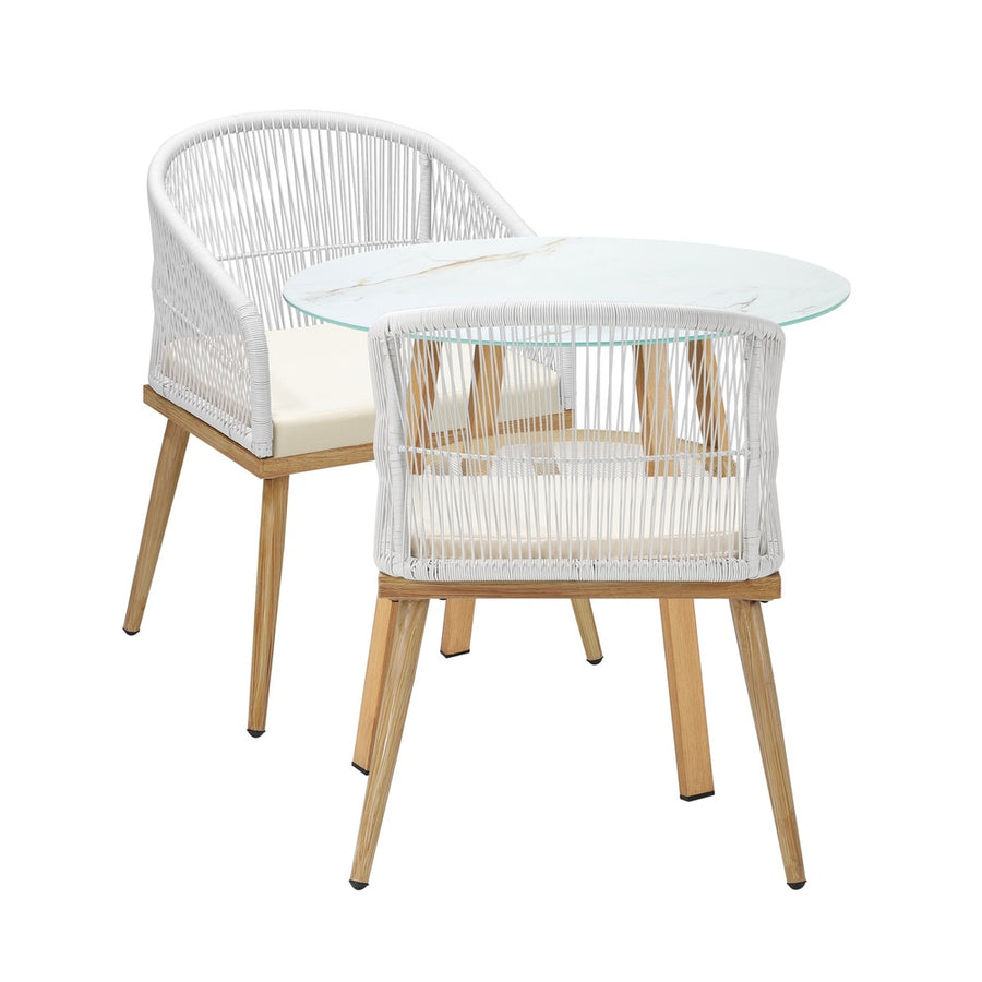 Livsip 3 Piece Outdoor Dining Set Table Lounge Chairs, image 2