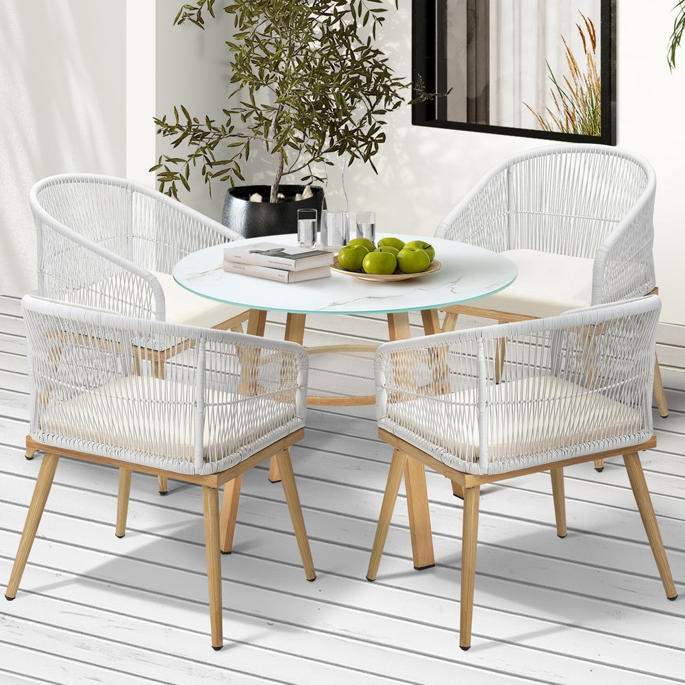 Livsip 5 Piece Outdoor Dining Set Table Lounge Chairs