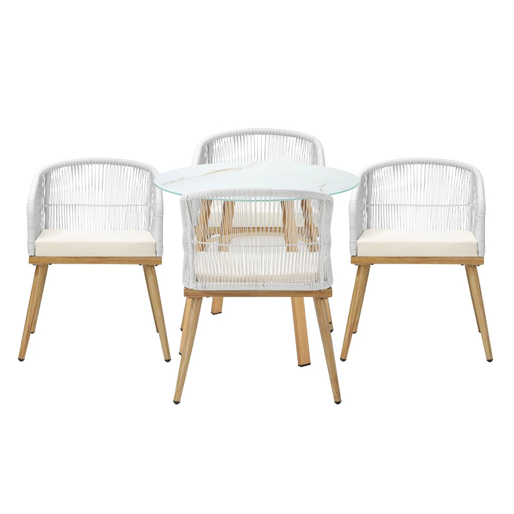 Livsip 5 Piece Outdoor Dining Set Table Lounge Chairs