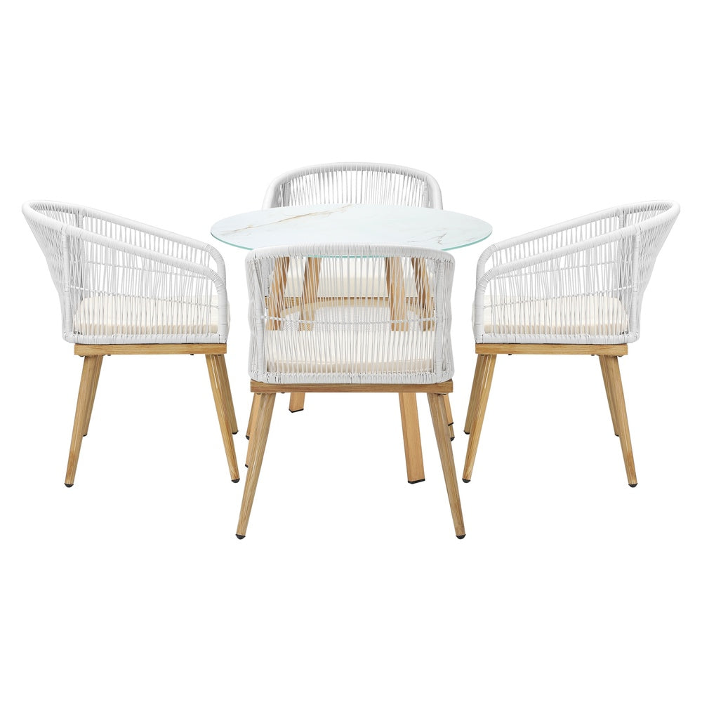 Livsip 5 Piece Outdoor Dining Set Table Lounge Chairs