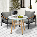 Livsip 3 Piece Outdoor Dining Setting Table w/Storage Shelf - Top-Down View