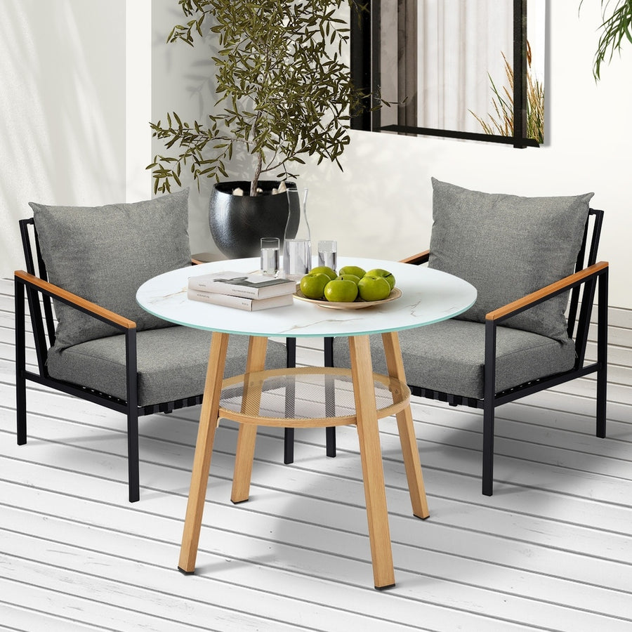 Livsip 3 Piece Outdoor Dining Setting Table w/Storage Shelf