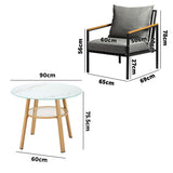 Livsip 3 Piece Outdoor Dining Setting Table w/Storage Shelf