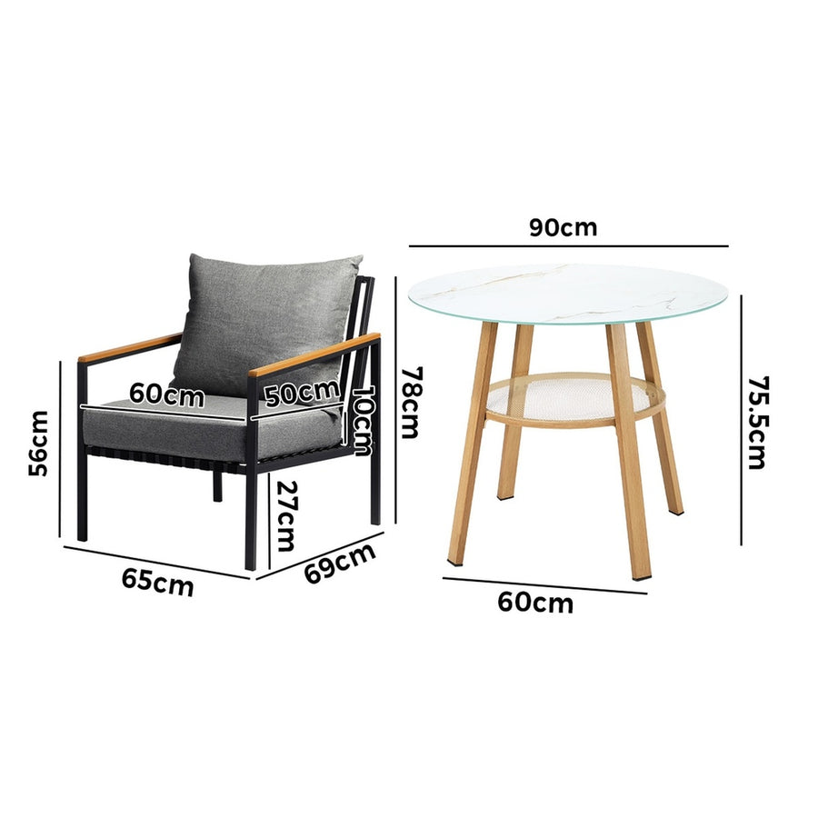 Livsip 3 Piece Outdoor Dining Setting Table w/Storage Shelf