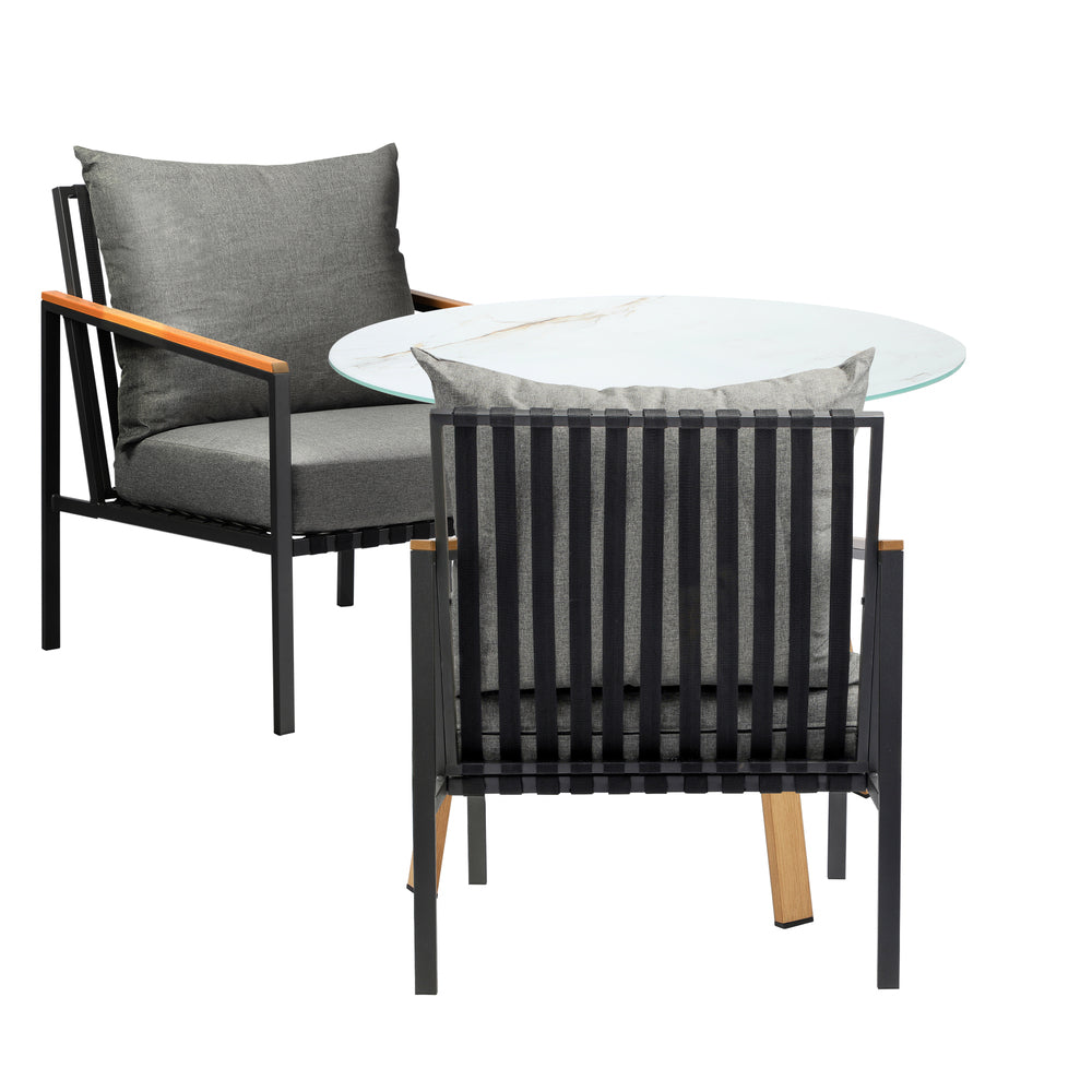 Livsip 3 Piece Outdoor Dining Setting Table w/Storage Shelf