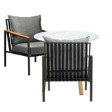 Livsip 3 Piece Outdoor Dining Setting Table w/Storage Shelf