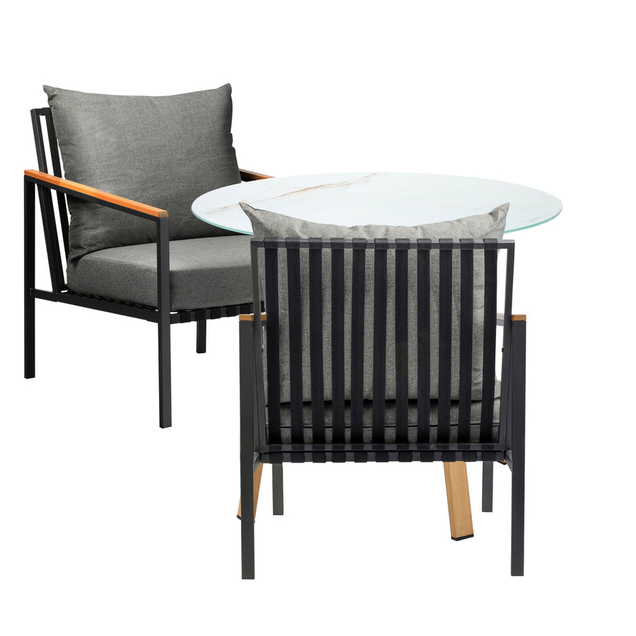 Livsip 3 Piece Outdoor Dining Setting Table w/Storage Shelf