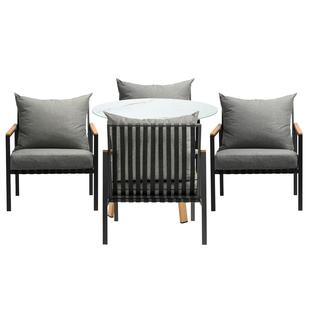 Livsip 5 Piece Outdoor Dining Setting Table w/Storage Shelf