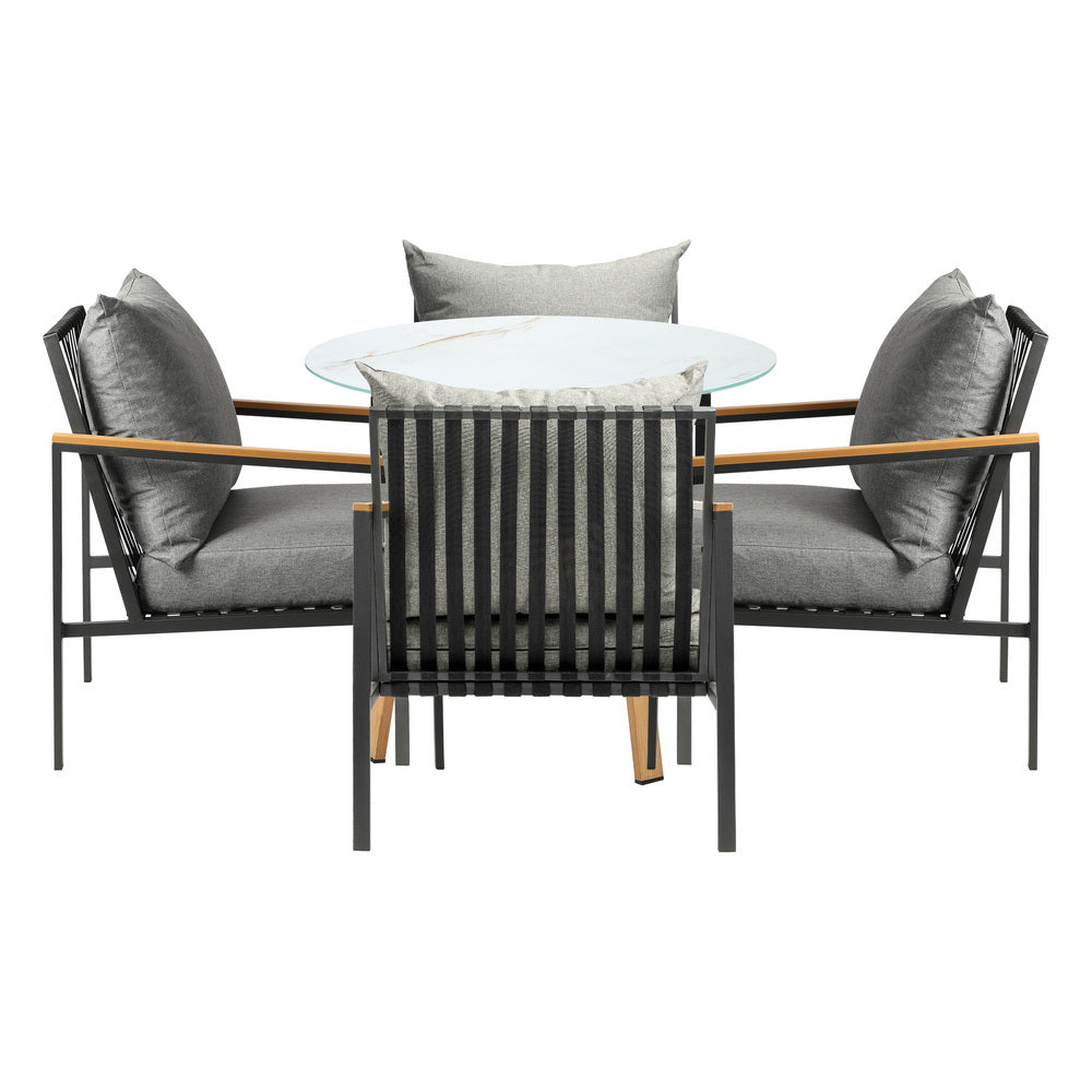 Livsip 5 Piece Outdoor Dining Setting Table w/Storage Shelf