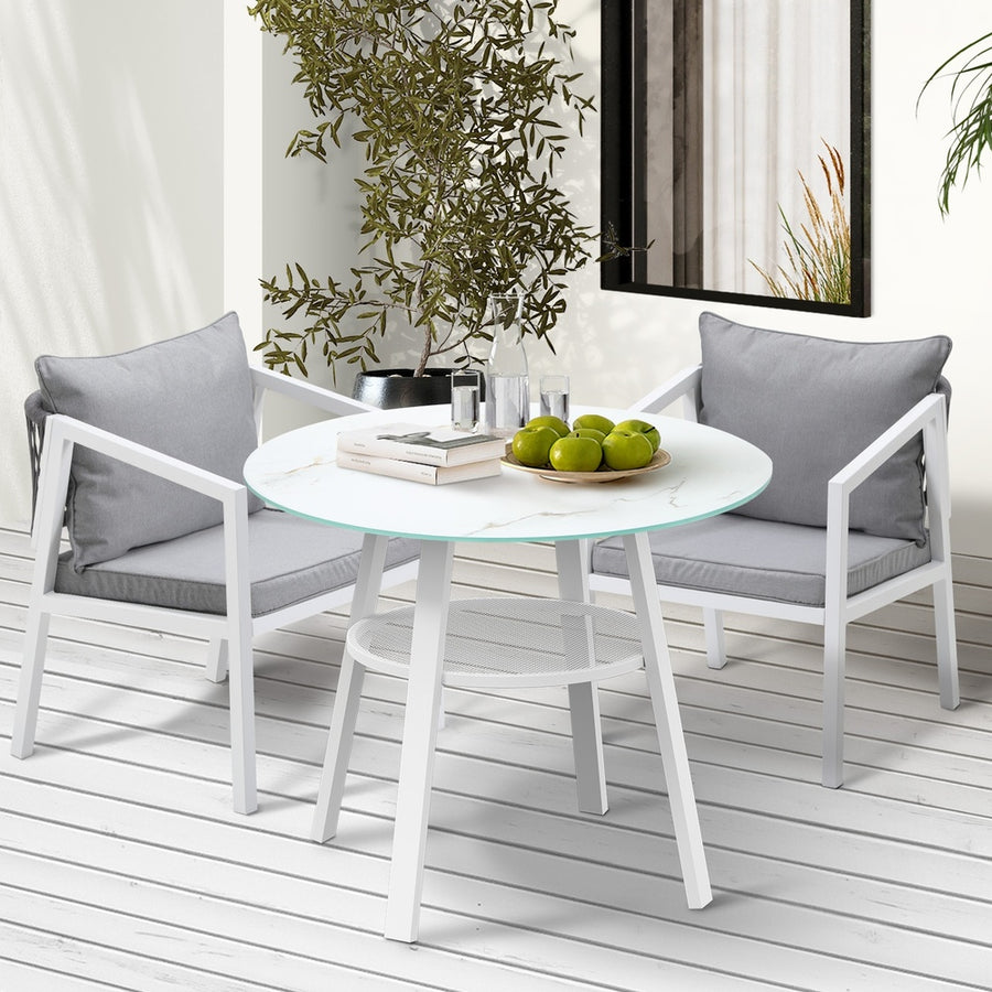 Livsip Outdoor Dining Setting Lounge Chair Bistro Set 3PCS White