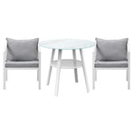 Livsip Outdoor Dining Setting Lounge Chair Bistro Set 3PCS White