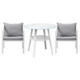 Livsip Outdoor Dining Setting Lounge Chair Bistro Set 3PCS White - Side View