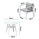 Livsip Outdoor Dining Setting Lounge Chair Bistro Set 3PCS White - Close-Up Angle
