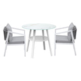 Livsip Outdoor Dining Setting Lounge Chair Bistro Set 3PCS White