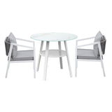 Livsip Outdoor Dining Setting Lounge Chair Bistro Set 3PCS White - Top-Down View