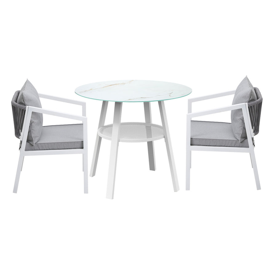 Livsip Outdoor Dining Setting Lounge Chair Bistro Set 3PCS White