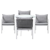 Livsip Outdoor Dining Setting Lounge Chair Bistro Set 5PCS White - Front View