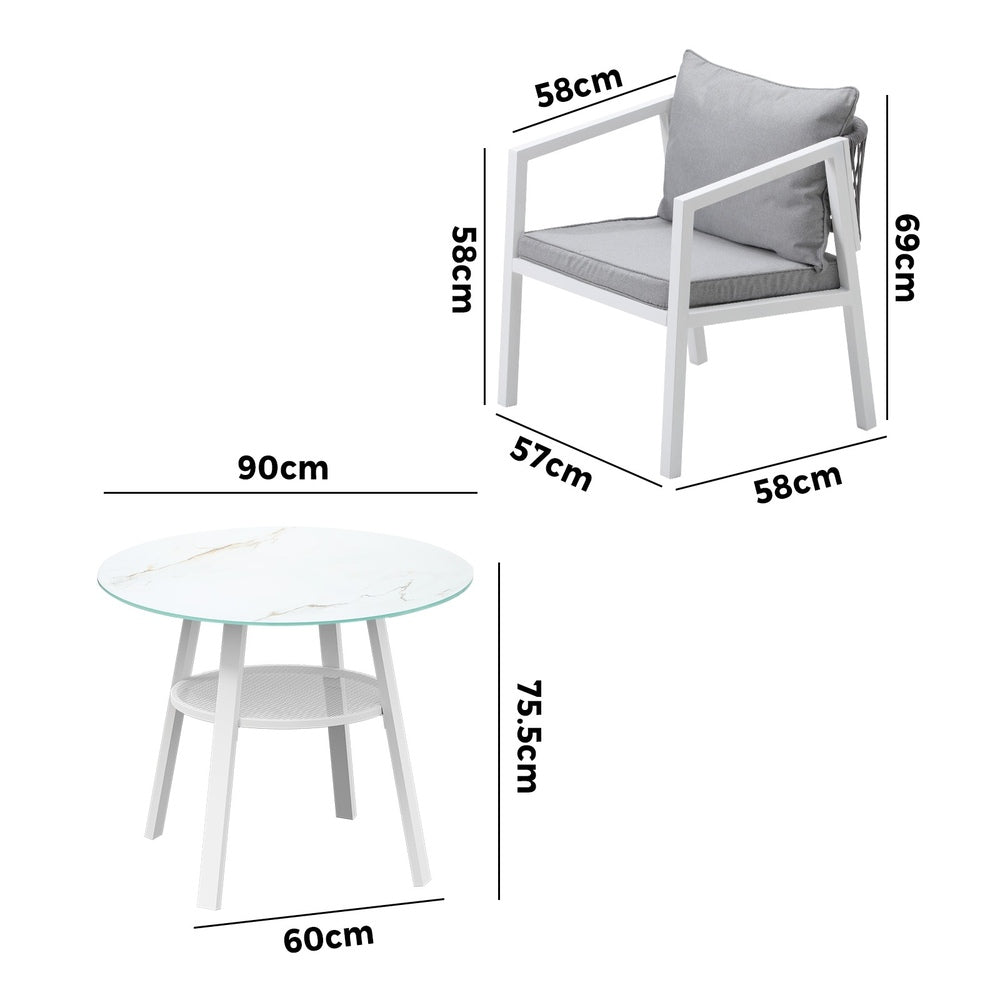 Livsip Outdoor Dining Setting Lounge Chair Bistro Set 5PCS White