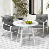 Livsip Outdoor Dining Set 3PCS Marble Table Rattan Chair