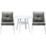Livsip Outdoor Dining Set 3PCS Marble Table Rattan Chair