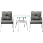 Livsip Outdoor Dining Set 3PCS Marble Table Rattan Chair