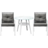 Livsip Outdoor Dining Set 3PCS Marble Table Rattan Chair - Rear View