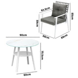 Livsip Outdoor Dining Set 3PCS Marble Table Rattan Chair