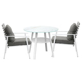Livsip Outdoor Dining Set 3PCS Marble Table Rattan Chair