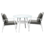 Livsip Outdoor Dining Set 3PCS Marble Table Rattan Chair - Close-Up Angle