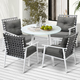 Livsip Outdoor Dining Set 5PCS Marble Table Rattan Chair - Front View