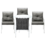 Livsip Outdoor Dining Set 5PCS Marble Table Rattan Chair