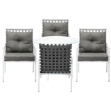 Livsip Outdoor Dining Set 5PCS Marble Table Rattan Chair - Rear View